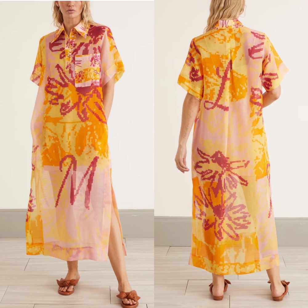 NWT Lee Mathews Pixel Logo Maxi Dress